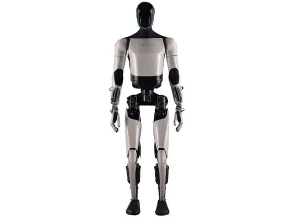 Optimus (Tesla Bot) — optimus — двуногий гуманоидный робот серебристо-чёрного цвета. На грудной пластине написано Tesla.