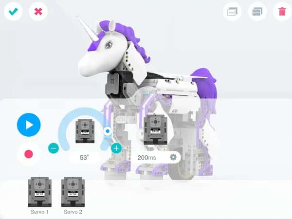 UnicornBot — скриншот с управлением сервоприводами робота.