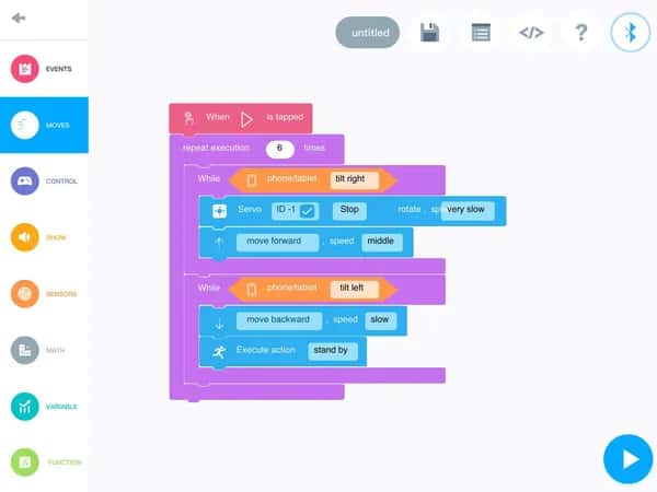 UnicornBot — скриншот блочного редактора с перетаскиванием.