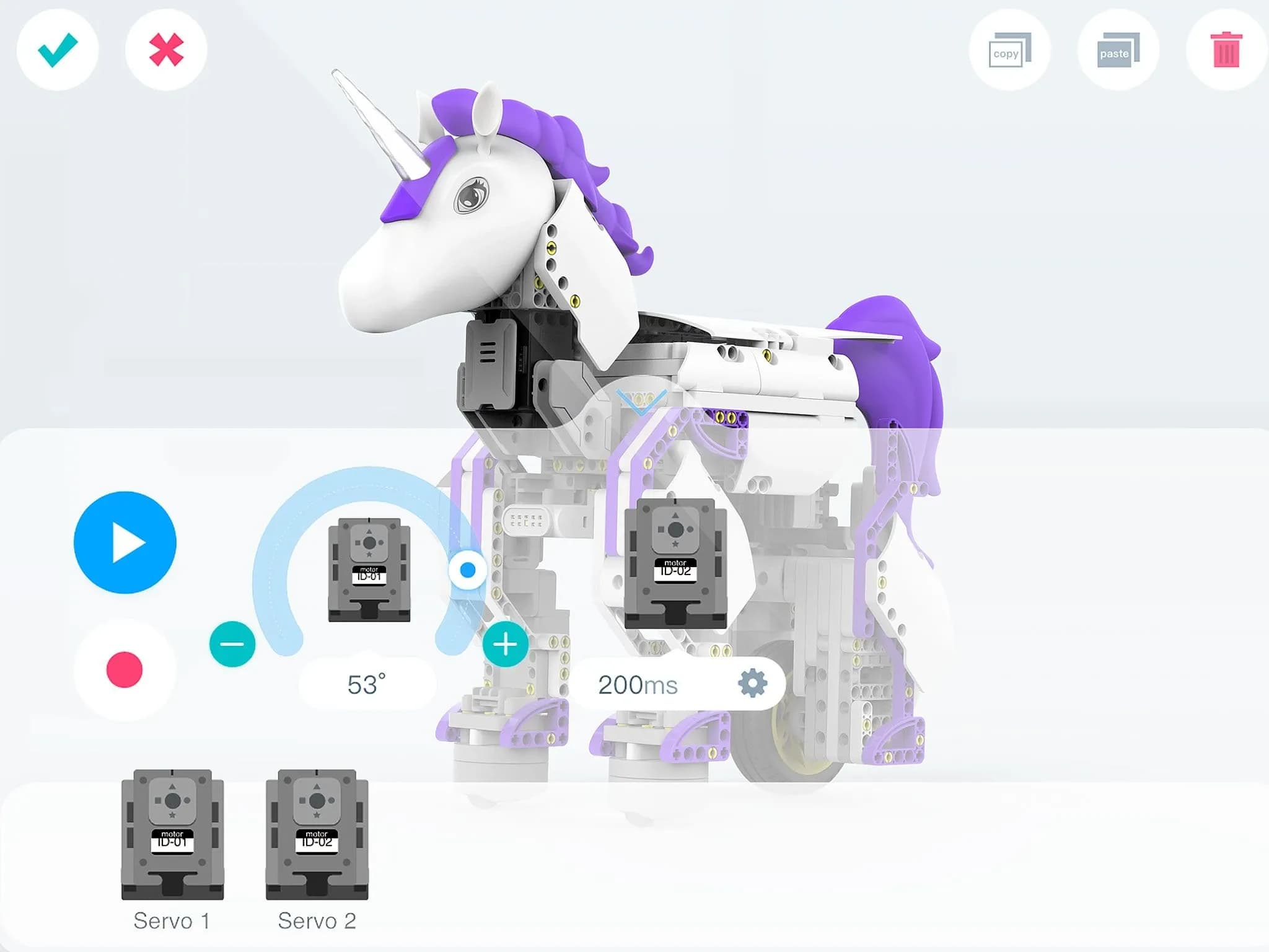 Скриншот с управлением сервоприводами робота.